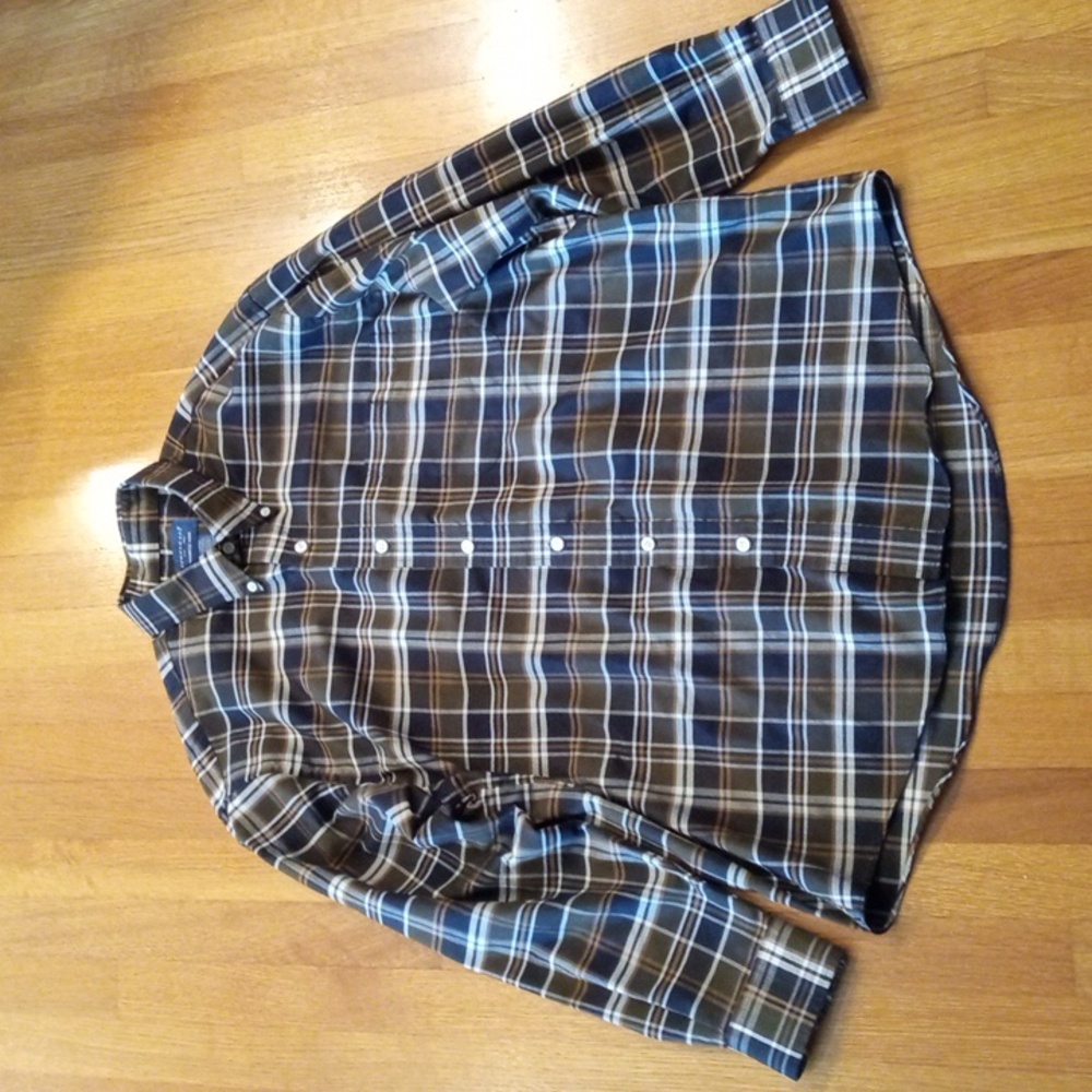 Towncraft Wrinkle Free Plaid Mens Shirt Large